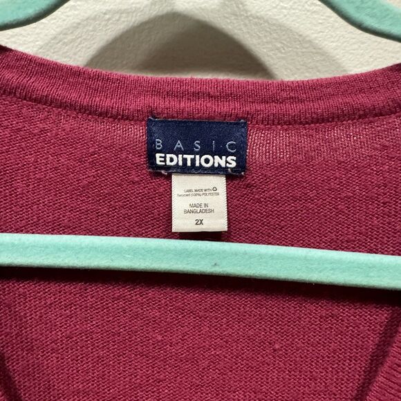 Basic Editions Cardigan Sweaters Set of 2 Knit Magenta Navy Long Sleeve Women 2X - Picture 3 of 12